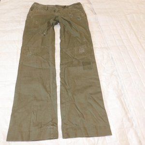Y2K AMERICAN EAGLE sz 0 Olive Khaki Boot Cut Pants Wide Leg Distressed Patchwork